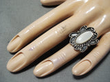 Beautiful Vintage Native American Navajo Mother Of Pearl Sterling Silver Ring Old-Nativo Arts