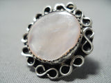 Beautiful Vintage Native American Navajo Pink Shell Sterling Silver Swirl Ring Old-Nativo Arts