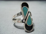 Beautiful Vintage Native American Navajo Royston Turquoise Sterling Silver Ring Old-Nativo Arts