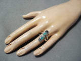 Beautiful Vintage Native American Navajo Royston Turquoise Sterling Silver Ring Old-Nativo Arts