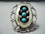 Beautiful Vintage Native American Navajo Snake Eyes Turquoise Sterling Silver Wave Ring Old-Nativo Arts