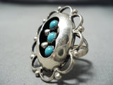 Beautiful Vintage Native American Navajo Snake Eyes Turquoise Sterling Silver Wave Ring Old-Nativo Arts