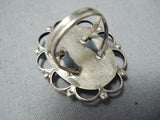 Beautiful Vintage Native American Navajo Snake Eyes Turquoise Sterling Silver Wave Ring Old-Nativo Arts