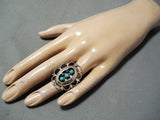 Beautiful Vintage Native American Navajo Snake Eyes Turquoise Sterling Silver Wave Ring Old-Nativo Arts