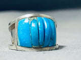 Beautiful Vintage Native American Navajo Turquoise Inlay Sterling Silver Ring-Nativo Arts