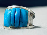 Beautiful Vintage Native American Navajo Turquoise Inlay Sterling Silver Ring-Nativo Arts