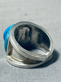 Beautiful Vintage Native American Navajo Turquoise Inlay Sterling Silver Ring-Nativo Arts