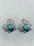 Beautiful Vintage Native American Navajo Turquoise Sterling Silver Butterfly Earrings-Nativo Arts