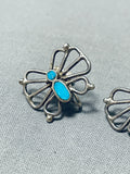 Beautiful Vintage Native American Navajo Turquoise Sterling Silver Butterfly Earrings-Nativo Arts