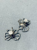 Beautiful Vintage Native American Navajo Turquoise Sterling Silver Butterfly Earrings-Nativo Arts