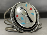 Beautiful Vintage Native American Zuni Mother Of Pearl Sterling Silver Bracelet-Nativo Arts