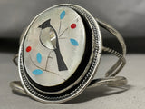 Beautiful Vintage Native American Zuni Mother Of Pearl Sterling Silver Bracelet-Nativo Arts