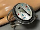Beautiful Vintage Native American Zuni Mother Of Pearl Sterling Silver Bracelet-Nativo Arts