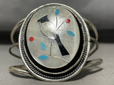 Beautiful Vintage Native American Zuni Mother Of Pearl Sterling Silver Bracelet-Nativo Arts