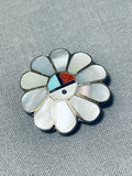 Beautiful Vintage Native American Zuni Turquoise Sterling Silver Pin-Nativo Arts