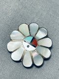 Beautiful Vintage Native American Zuni Turquoise Sterling Silver Pin-Nativo Arts