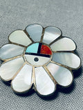 Beautiful Vintage Native American Zuni Turquoise Sterling Silver Pin-Nativo Arts