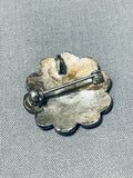 Beautiful Vintage Native American Zuni Turquoise Sterling Silver Pin-Nativo Arts