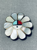 Beautiful Vintage Native American Zuni Turquoise Sterling Silver Pin-Nativo Arts
