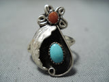 Beautiful Vintage Navajo Turquoise Sterling Silver Ring Native American Old-Nativo Arts
