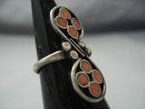 Beautiful Vintage Zuni Coral Sterling Native American Jewelry Silver Ring Old Pawn-Nativo Arts