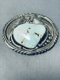 Ben Begaye (d.) Dry Creek Turquoise (r) Vintage Native American Navajo Sterling Silver Buckle-Nativo Arts