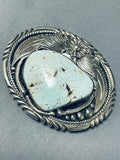 Ben Begaye (d.) Dry Creek Turquoise (r) Vintage Native American Navajo Sterling Silver Buckle-Nativo Arts
