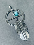 Ben Begaye (d.) Vintage Native American Navajo Turquoise 4 Directions Sterling Silver Pendant-Nativo Arts