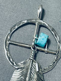 Ben Begaye (d.) Vintage Native American Navajo Turquoise 4 Directions Sterling Silver Pendant-Nativo Arts
