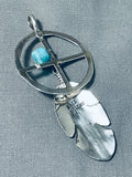 Ben Begaye (d.) Vintage Native American Navajo Turquoise 4 Directions Sterling Silver Pendant-Nativo Arts