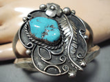 Ben Pinto Vintage Native American Navajo Morenci Turquoise Sterling Silver Bracelet-Nativo Arts