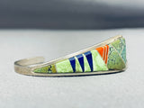 Bern Tsadiasi Vintage Native American Zuni Green Turquoise Sterling Silver Bracelet Signed-Nativo Arts