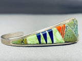 Bern Tsadiasi Vintage Native American Zuni Green Turquoise Sterling Silver Bracelet Signed-Nativo Arts