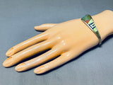 Bern Tsadiasi Vintage Native American Zuni Green Turquoise Sterling Silver Bracelet Signed-Nativo Arts