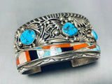 Best Dave Tune Vintage Native American Navajo Turquoise Inlay Sterling Silver Bracelet Cuff-Nativo Arts