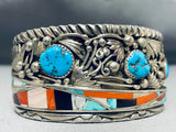 Best Dave Tune Vintage Native American Navajo Turquoise Inlay Sterling Silver Bracelet Cuff-Nativo Arts