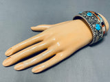 Best Dave Tune Vintage Native American Navajo Turquoise Inlay Sterling Silver Bracelet Cuff-Nativo Arts