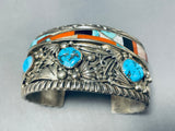 Best Dave Tune Vintage Native American Navajo Turquoise Inlay Sterling Silver Bracelet Cuff-Nativo Arts