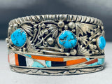 Best Dave Tune Vintage Native American Navajo Turquoise Inlay Sterling Silver Bracelet Cuff-Nativo Arts