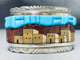 Best Most Impressive Native American Navajo Pueblo Turquoise Inlay Sterling Silver Bracelet-Nativo Arts