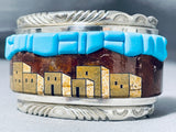 Best Most Impressive Native American Navajo Pueblo Turquoise Inlay Sterling Silver Bracelet-Nativo Arts