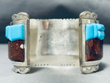 Best Most Impressive Native American Navajo Pueblo Turquoise Inlay Sterling Silver Bracelet-Nativo Arts