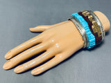 Best Most Impressive Native American Navajo Pueblo Turquoise Inlay Sterling Silver Bracelet-Nativo Arts
