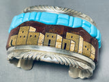 Best Most Impressive Native American Navajo Pueblo Turquoise Inlay Sterling Silver Bracelet-Nativo Arts