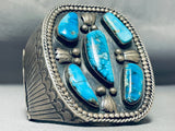Best Museum Vintage Native American Navajo Blue Diamond Turquoise Sterling Silver Bracelet-Nativo Arts