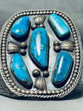 Best Museum Vintage Native American Navajo Blue Diamond Turquoise Sterling Silver Bracelet-Nativo Arts