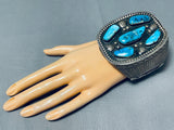 Best Museum Vintage Native American Navajo Blue Diamond Turquoise Sterling Silver Bracelet-Nativo Arts