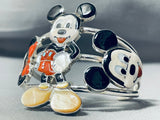 Best Native American Mickey Mouse Coral Sterling Silver Bracelet-Nativo Arts