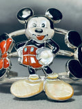 Best Native American Mickey Mouse Coral Sterling Silver Bracelet-Nativo Arts