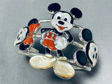 Best Native American Mickey Mouse Coral Sterling Silver Bracelet-Nativo Arts